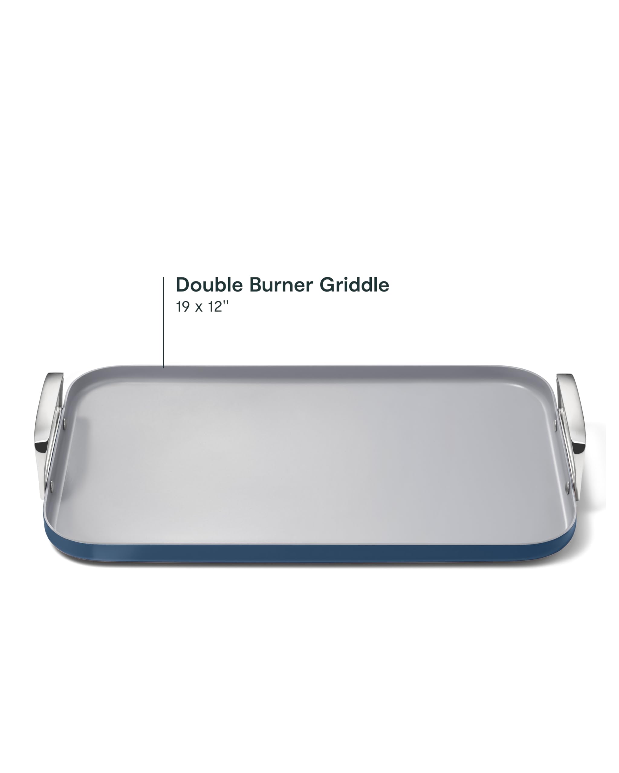 Poêle double foyer Caraway – 19x12 po – Antiadhésive céramique – Sans toxiques – Compatible tous feux – Bleu marine