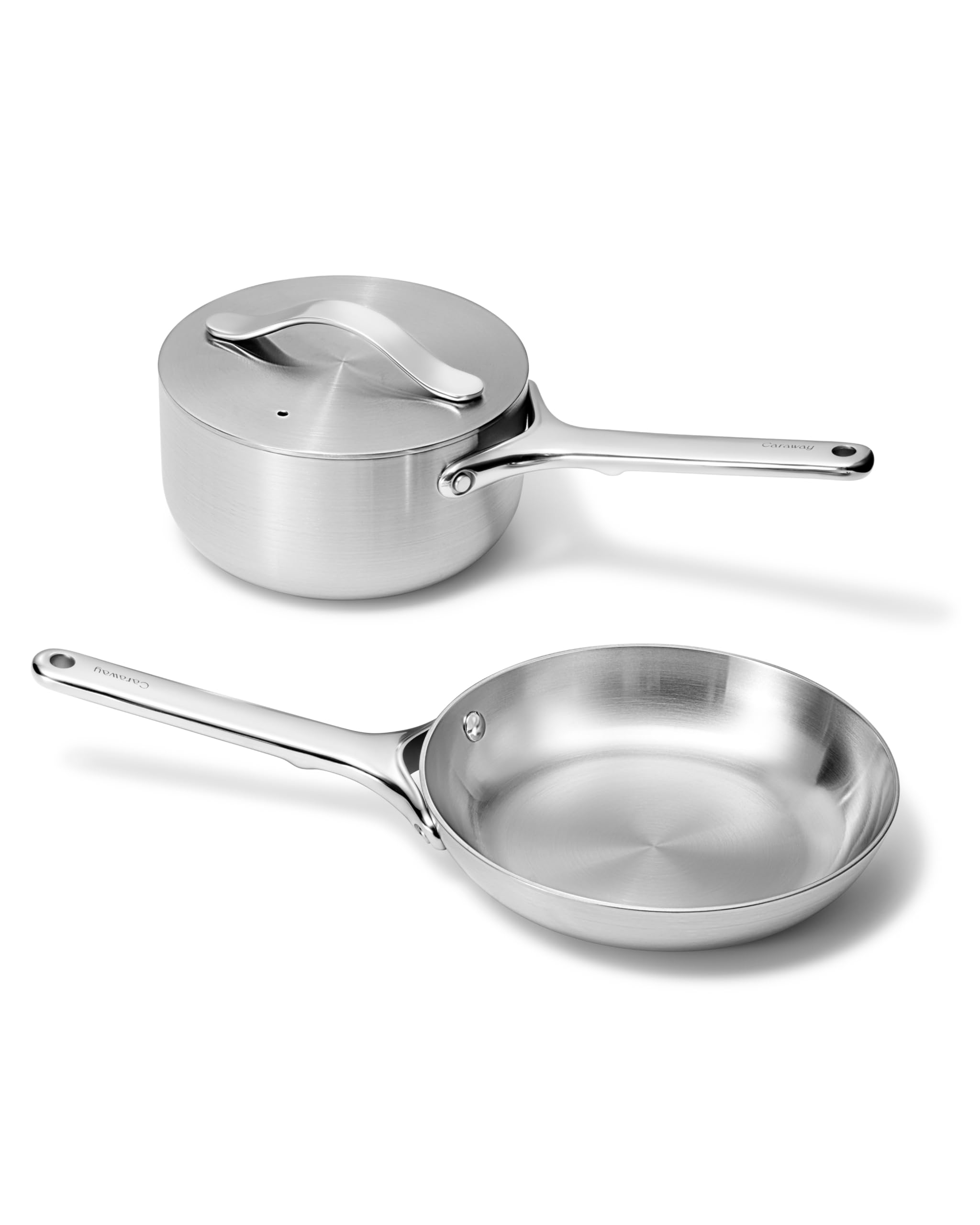 Duo mini Caraway en acier inoxydable 5 couches - Poêle 20 cm et casserole 1,75 L avec couvercle