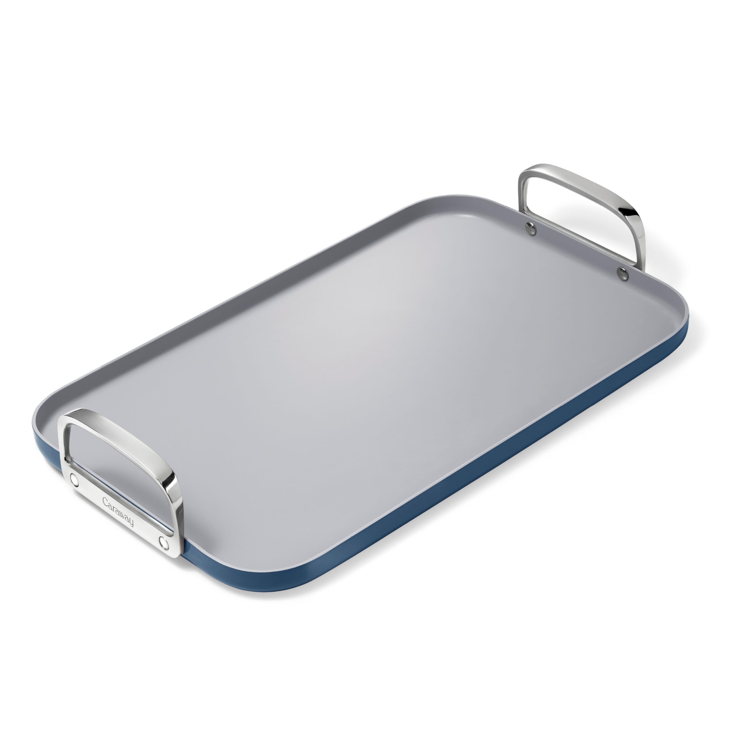 Poêle double foyer Caraway – 19x12 po – Antiadhésive céramique – Sans toxiques – Compatible tous feux – Bleu marine