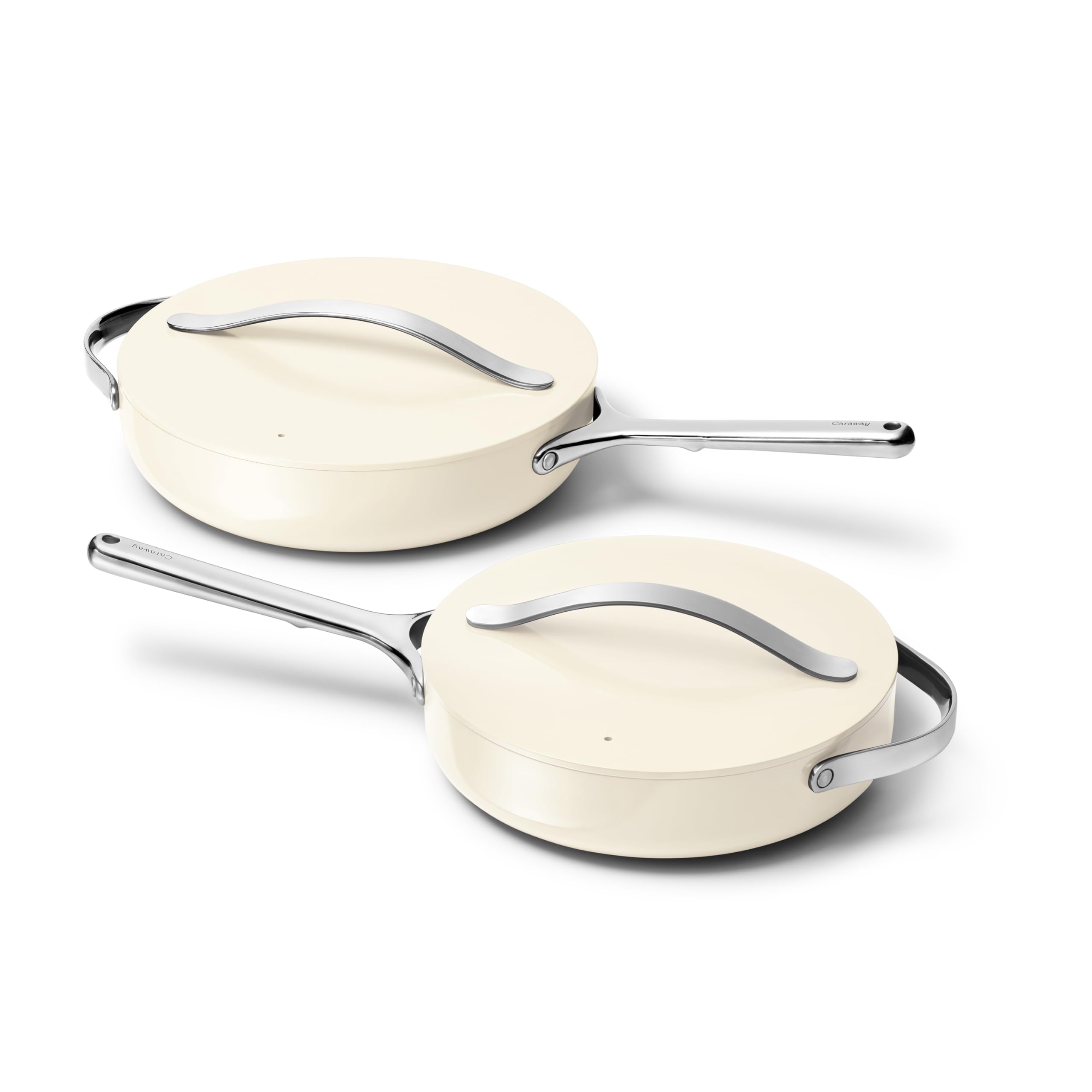 Caraway Poêle sauteuse céramique antiadhésif avec couvercle (4,5 L, 30 cm) - Crème
