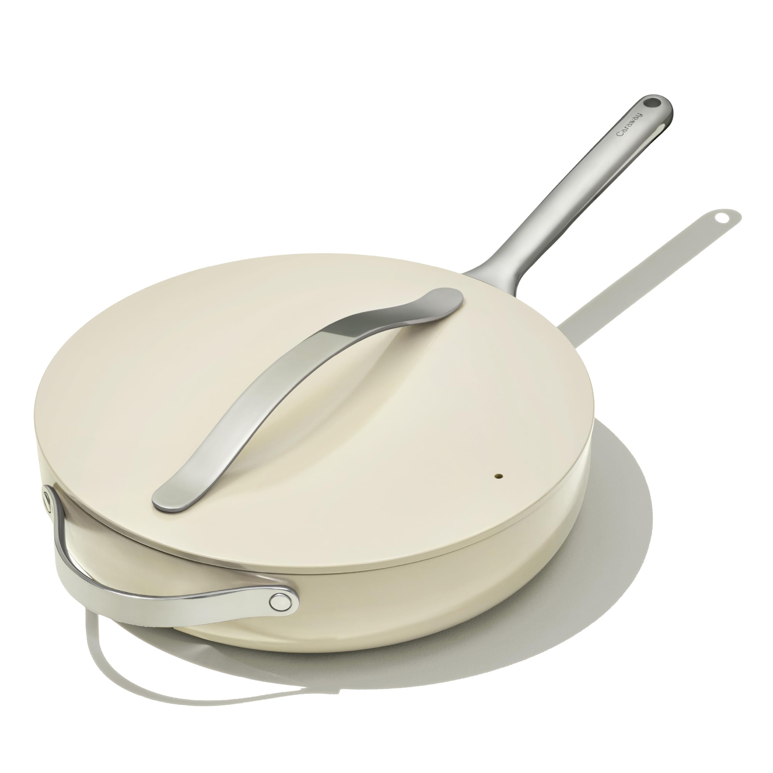 Caraway Poêle sauteuse céramique antiadhésif avec couvercle (4,5 L, 30 cm) - Crème