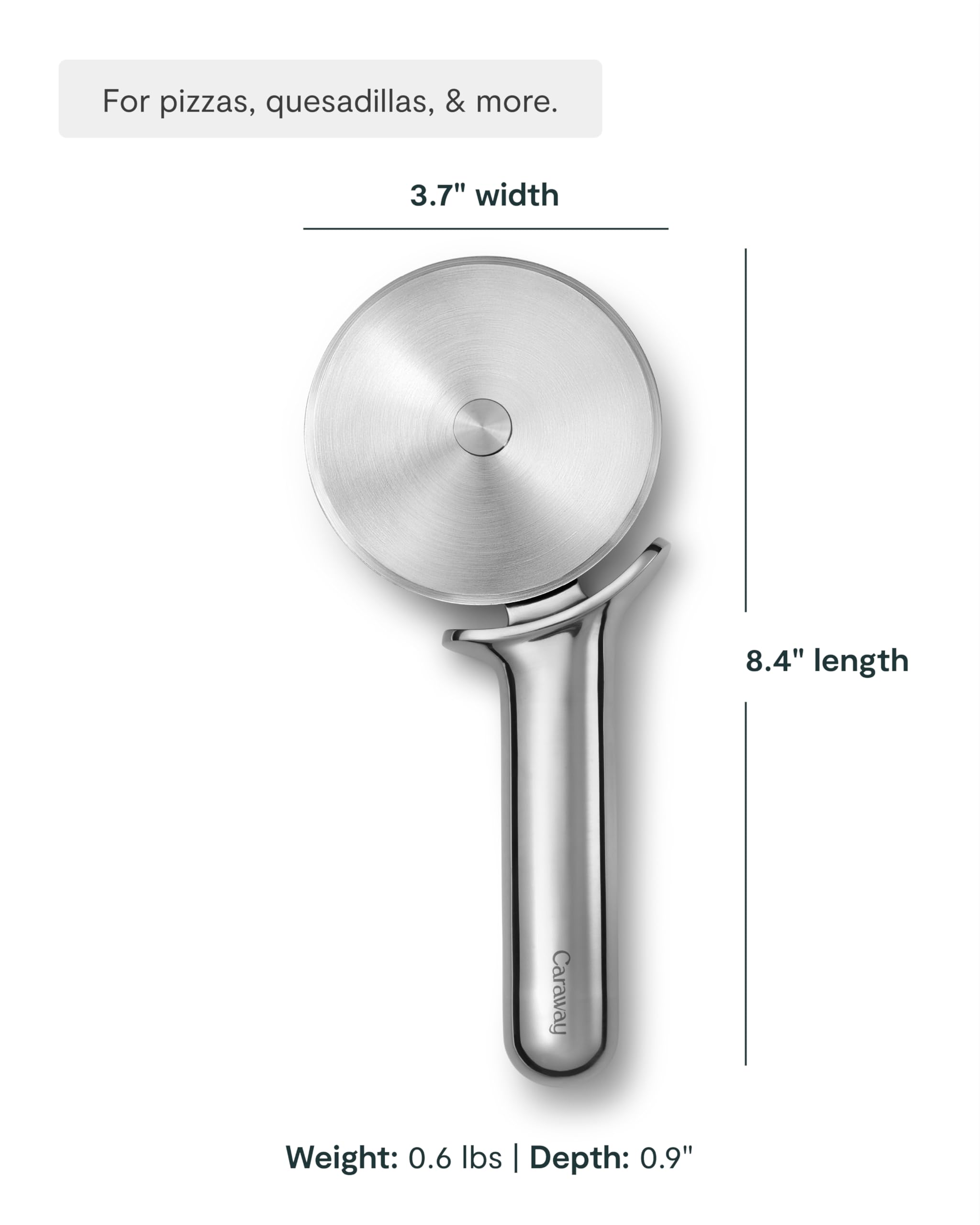 Caraway Coupe-Pizza en Acier Inoxydable Non Toxique — Outil de Cuisine Essentiel — Poignée Ergonomique