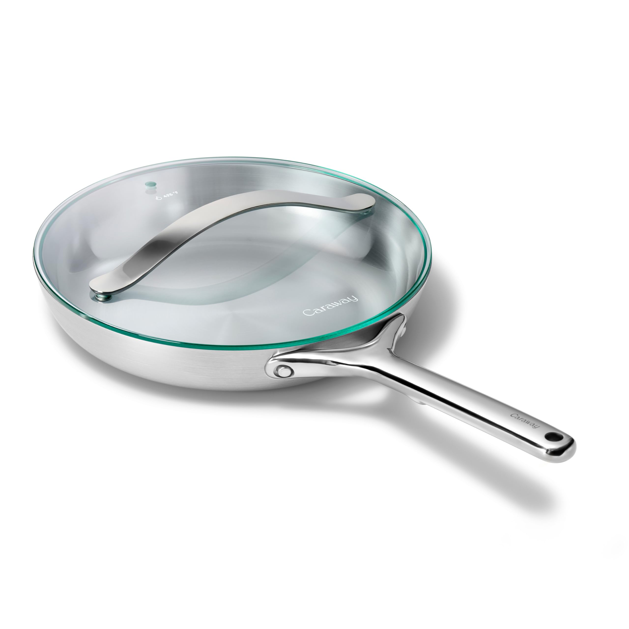 Poêle en acier inoxydable Caraway avec couvercle en verre (26,7 cm) - 5 couches