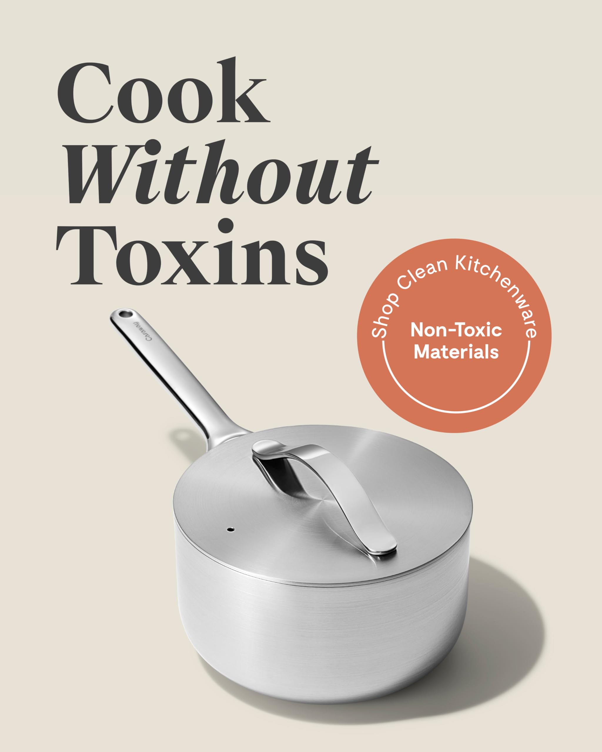 Casserole en inox Caraway 3 Qt (5 plis) – Sans toxiques