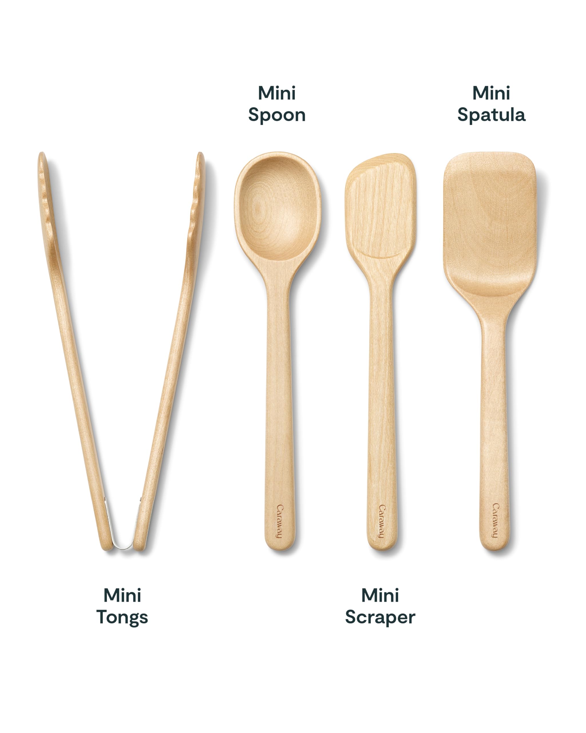 Caraway Set de 4 Mini Ustensiles en Bois pour Cuisine