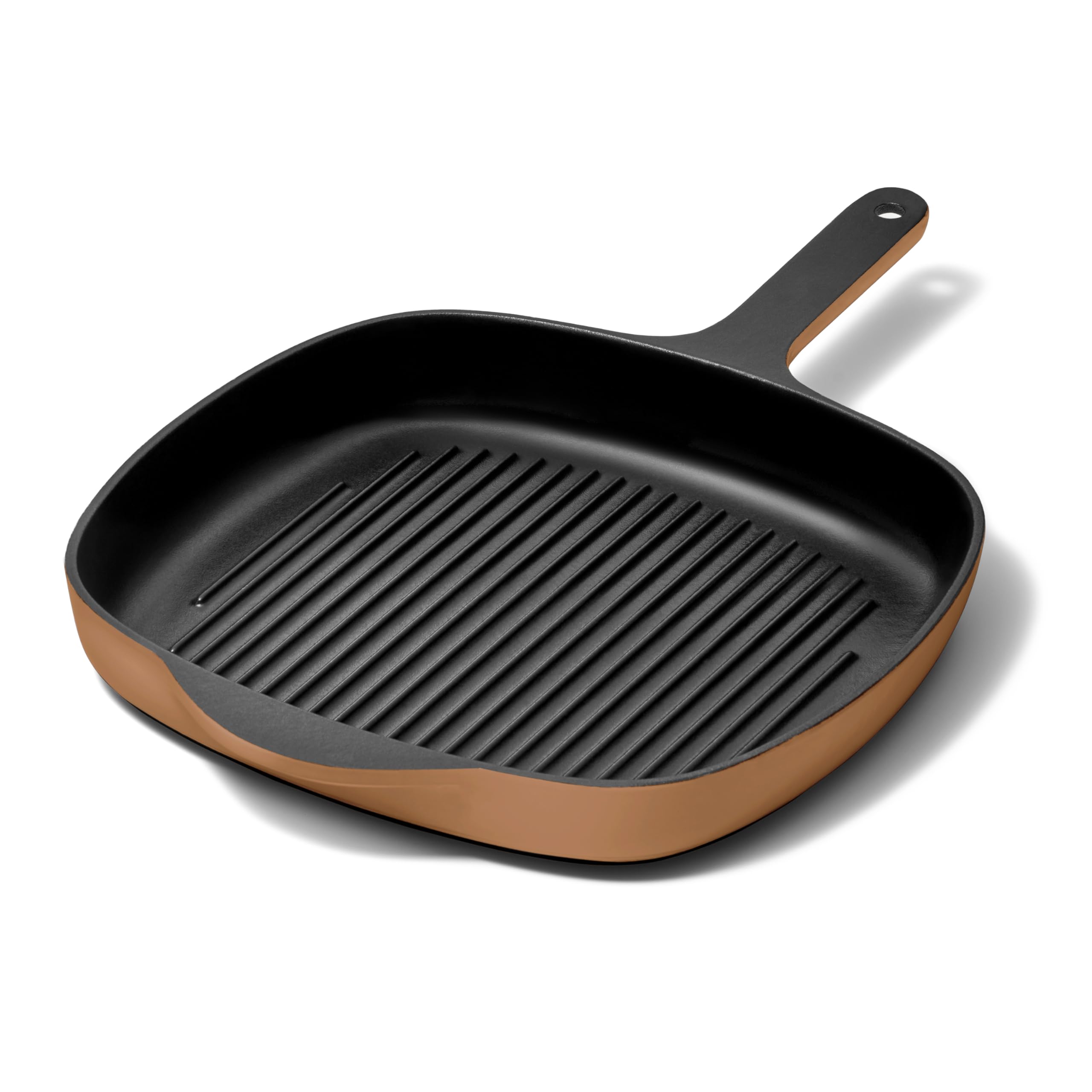 Enameled Cast Iron Grill Pan - 10.5” Grill Pan for Stovetop Cooking - 3 Layer En