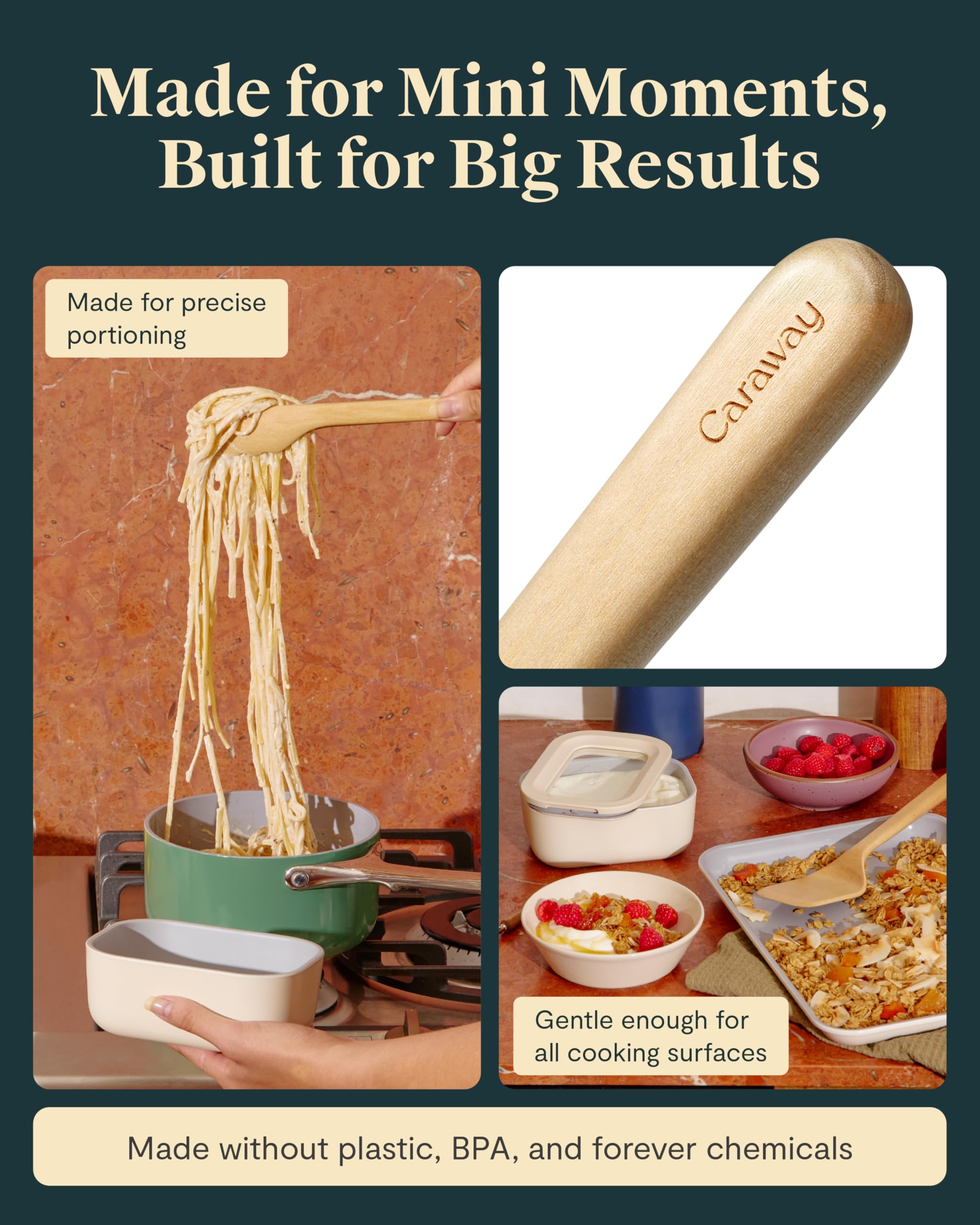 Caraway Set de 4 Mini Ustensiles en Bois pour Cuisine