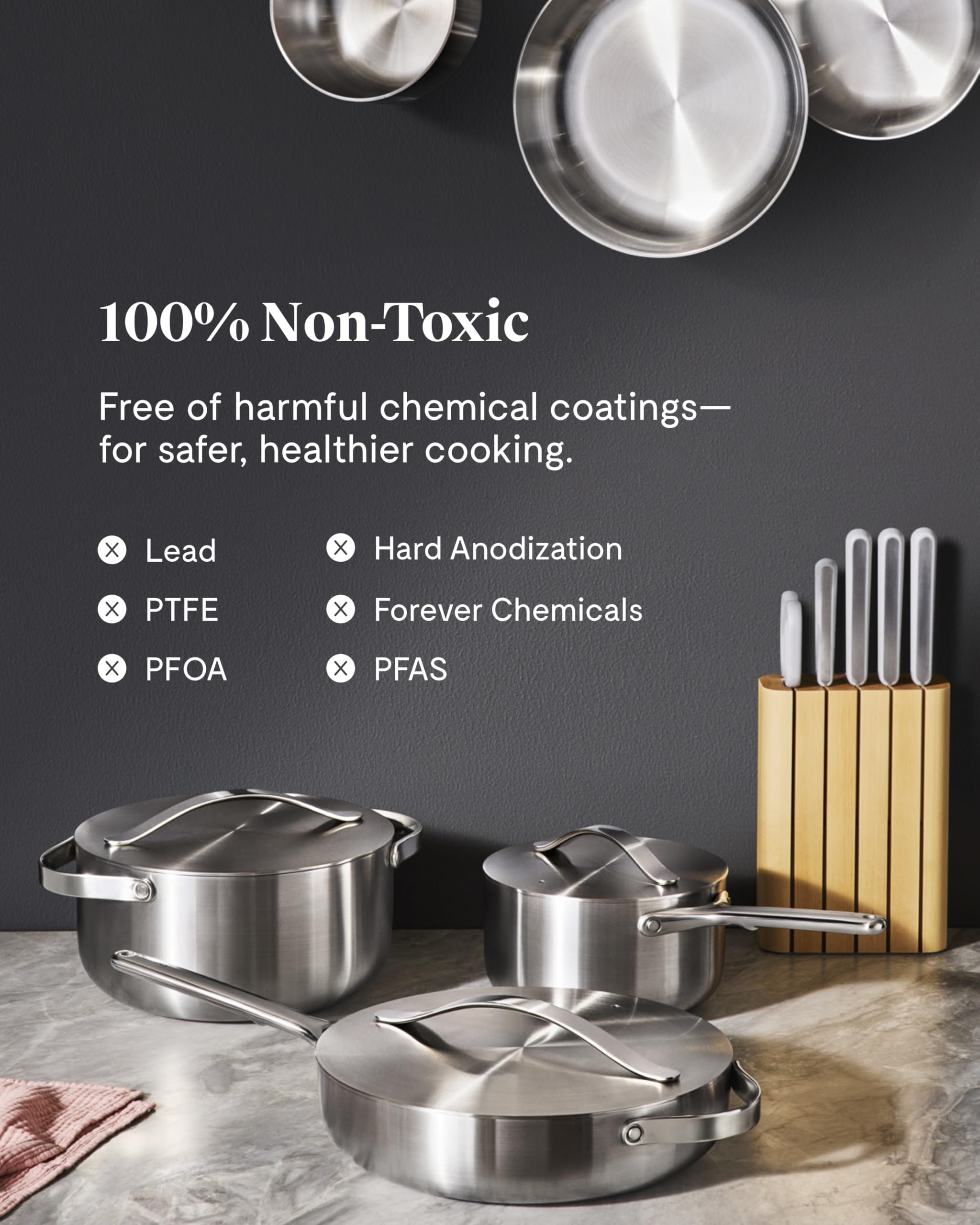 Casserole 3 L Caraway avec cuiseur vapeur en acier inoxydable 5 couches