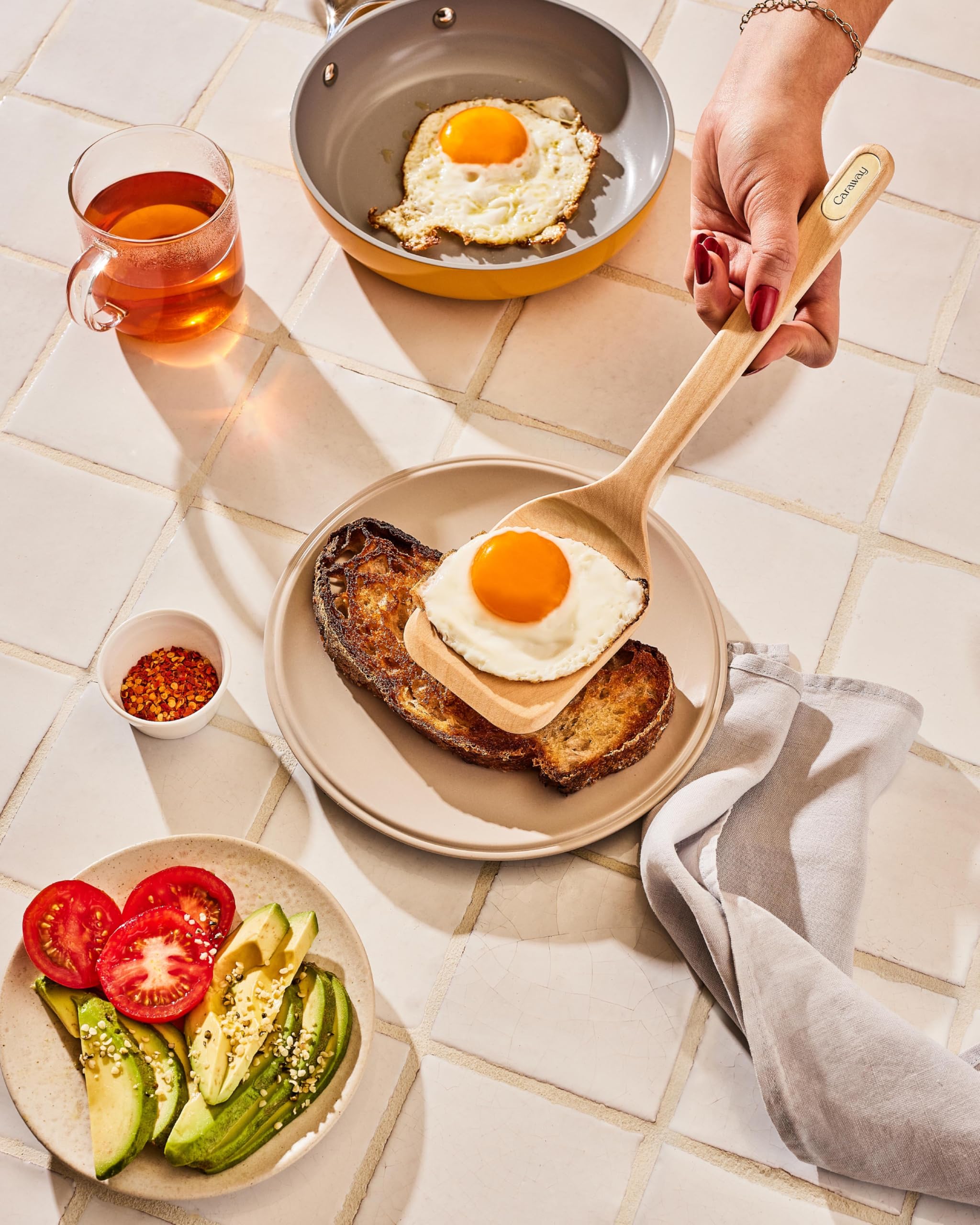 Set d'ustensiles en bois Caraway – 5 pièces : Cuillère, Serveur, Grattoir, Spatule, Pince – Bois de bouleau FSC – Sans microplastiques