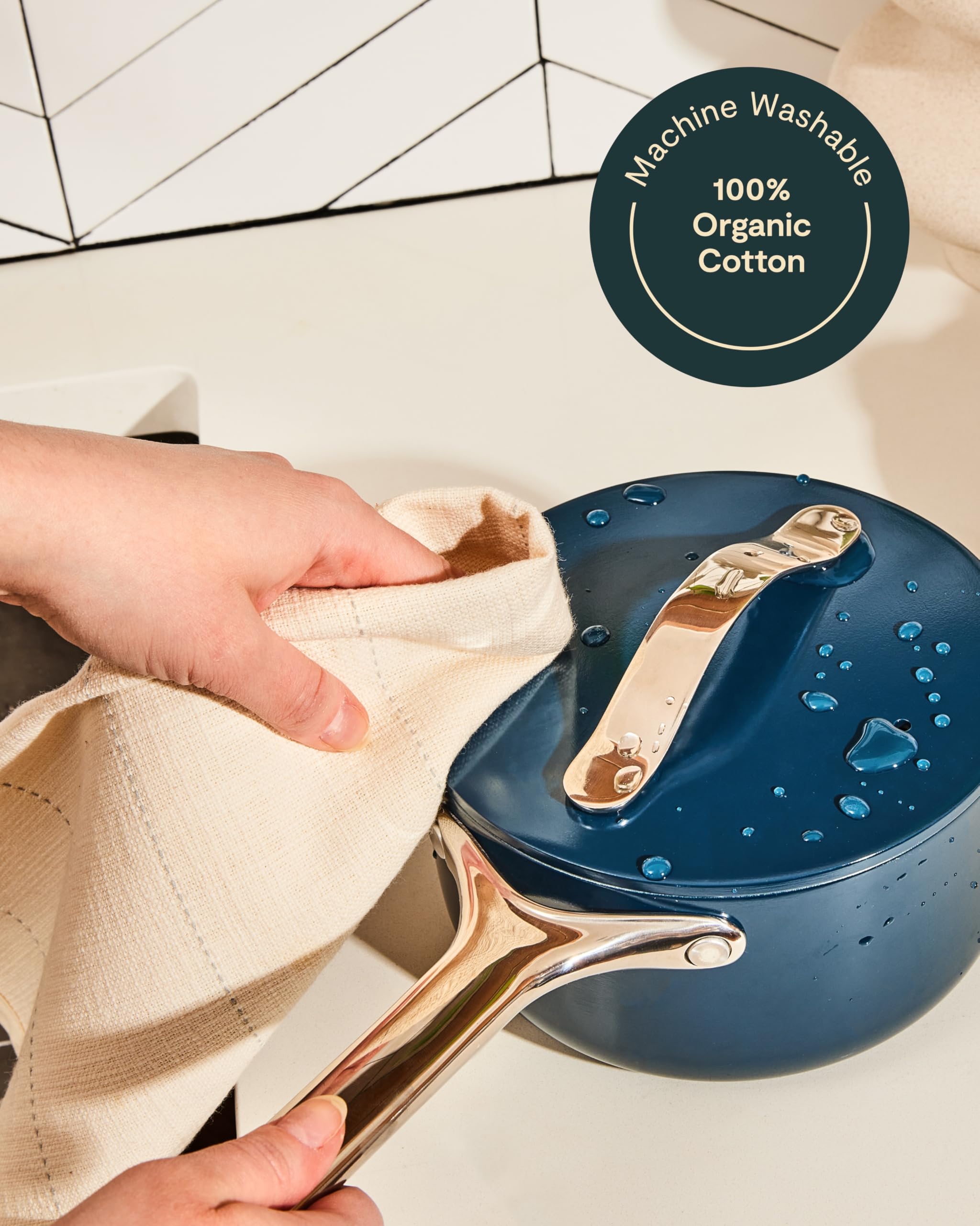Caraway Lot de Linge de Cuisine — Tablier, Maniques, Gants de Four & Torchons — 100% Coton Biologique