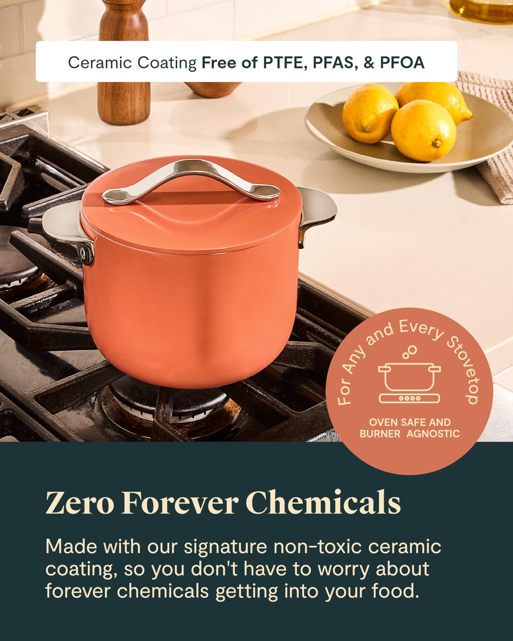 Caraway Petite casserole céramique 2,0 L - Sans produits chimiques - Idéale pour riz et sauces - Crème