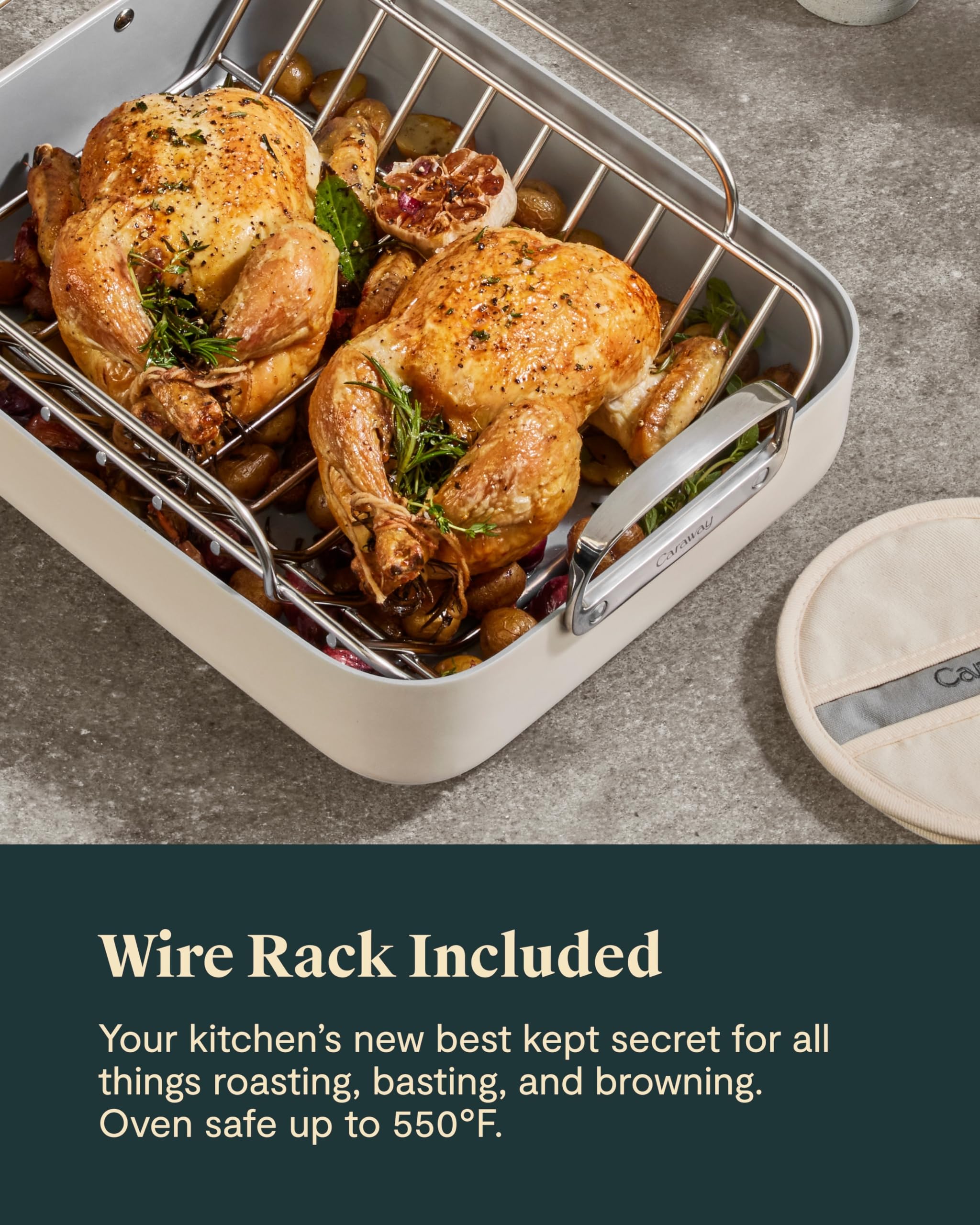 Caraway Plat à rôtir 40,6 x 33 cm avec grille