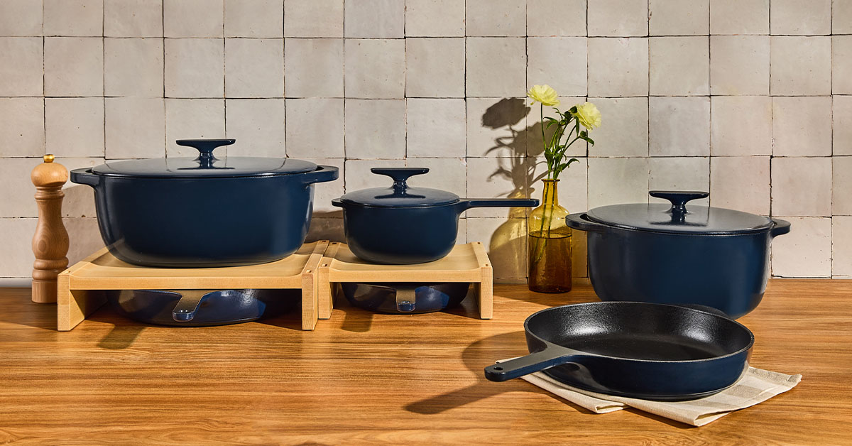 Caraway Set de 16 pièces en fonte émaillée de luxe — Casseroles, poêles, faitout