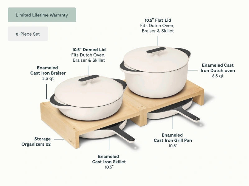 Ensemble en fonte émaillée Caraway — Casserole, poêle et braisière
