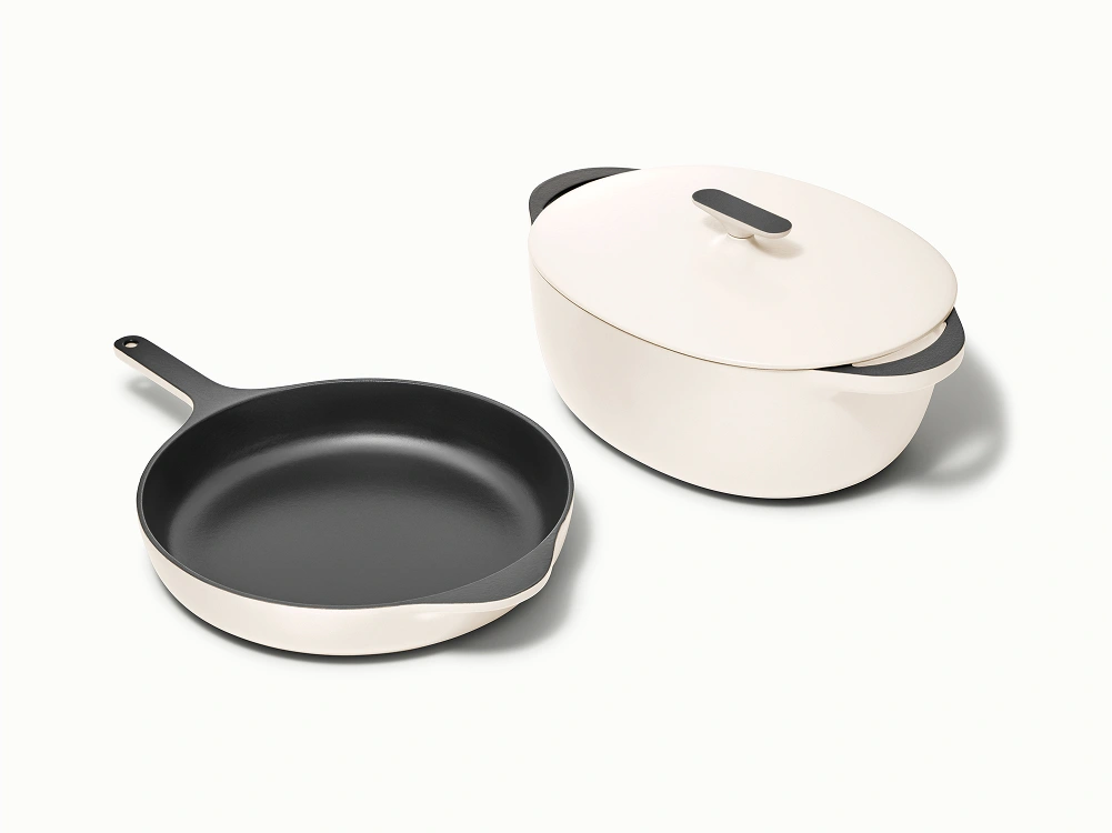 Caraway Duo fonte émaillée grande – poêle 30 cm et cocotte ovale 8,5 L