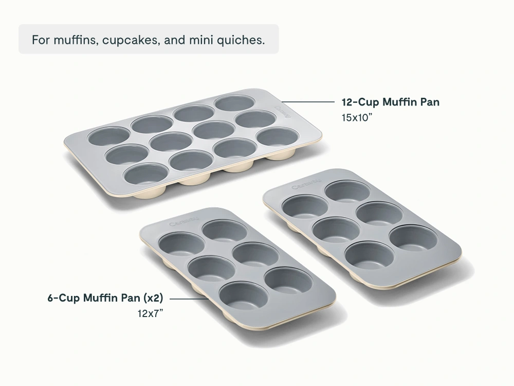 Caraway Lot de trois moules à muffins en céramique — 12 tasses + 2 x 6 tasses
