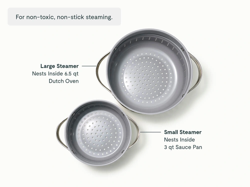 Duo vapeur Caraway — panier en acier inoxydable pour casserole 3 L et faitout 6,5 L